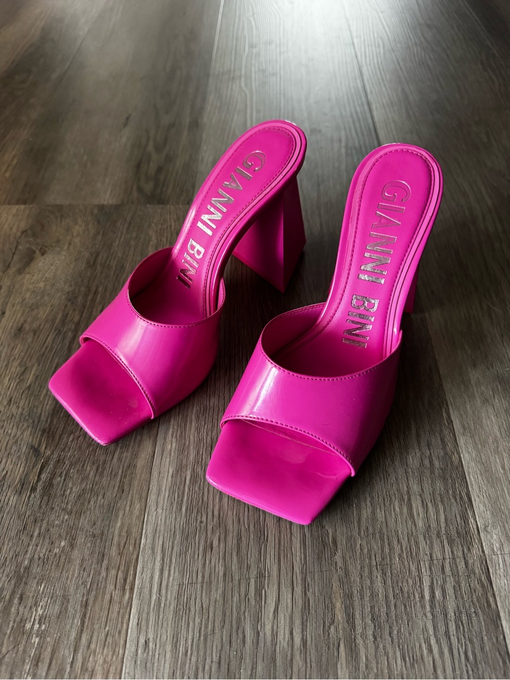 Gianni Bini Barbie Pink Block Heel Slide Sandals